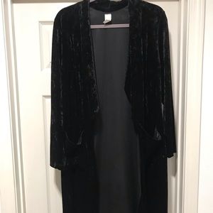Black mid length velvet cardigan